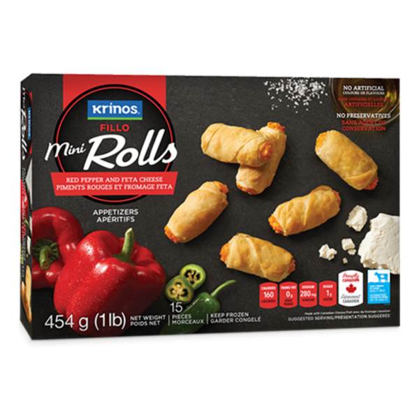 Krinos Fillo Mini Rolls Red Pepper and Feta 454gr