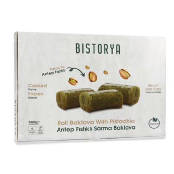 Roll Baklava w/Pistachio - Butter 3kg (Cooked Frozen)