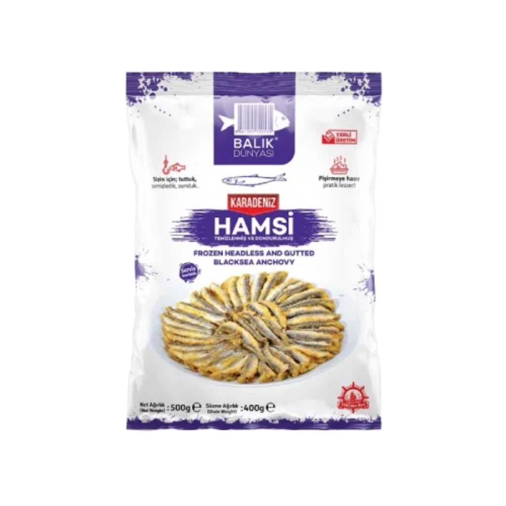 Balik Dunyasi Frozen Headless And Gutted Black Sea Anchovy, 500g